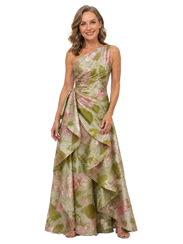 Chicsew Elegant Floral One Shoulder Ruched A-Line Long Mother of The Bride Dresses made by ChicSew