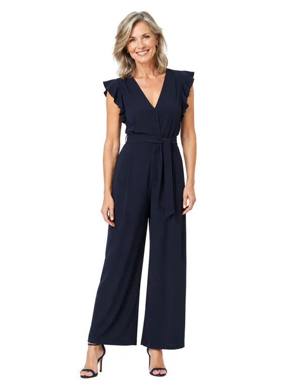 ChicSew Modern V-Neck Flutter Sleeves Chiffon Mother Of The Bride Jumpsuit made by ChicSew