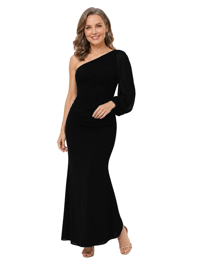 ChicSew One Shoulder Long Sleeve Ankle Length Chiffon Formal Mother Of The Bride Dresses sold by ChicSew product image thumbnail 4