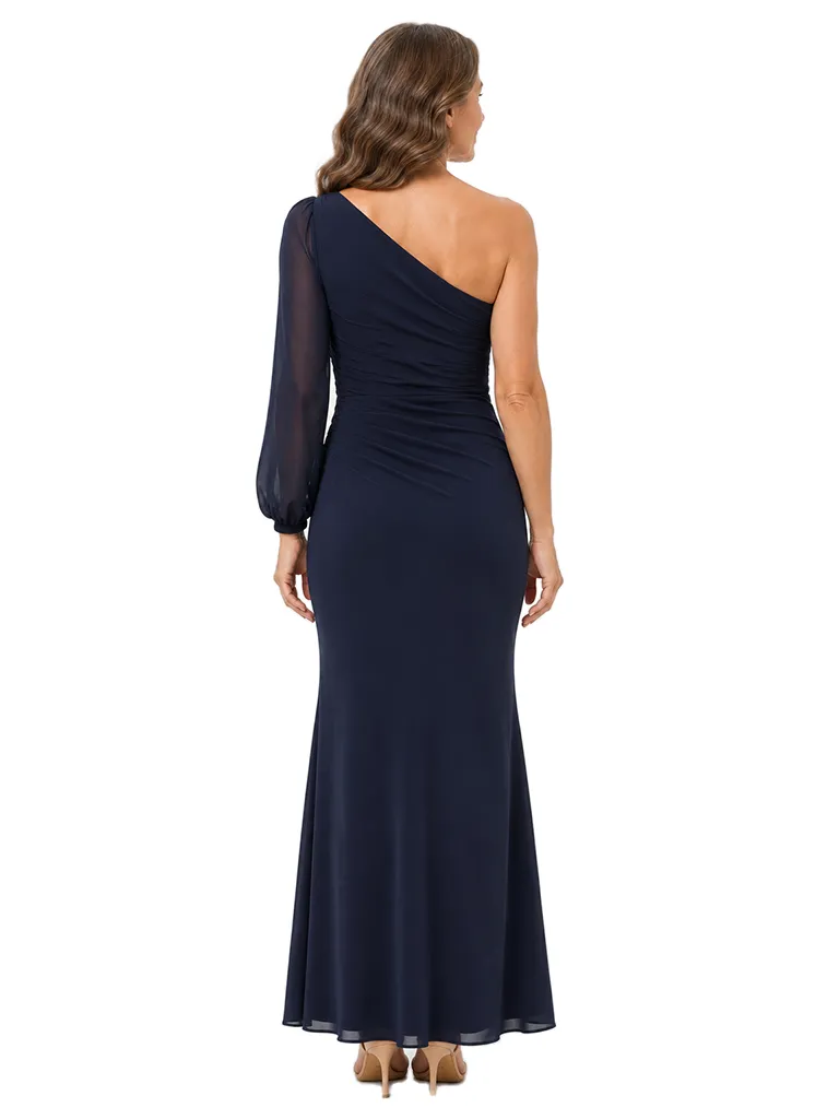 ChicSew One Shoulder Long Sleeve Ankle Length Chiffon Formal Mother Of The Bride Dresses sold by ChicSew product image thumbnail 3