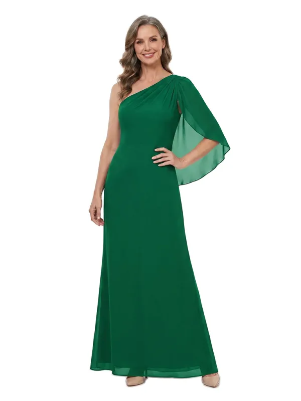 Chicsew One Shoulder Cape Sleeve Chiffon Long Mother of The Groom Dresses made by ChicSew