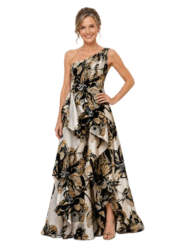 Chicsew Elegant Floral One Shoulder Ruched Floor-Length A-Line Mother of The Bride Dresses made by ChicSew