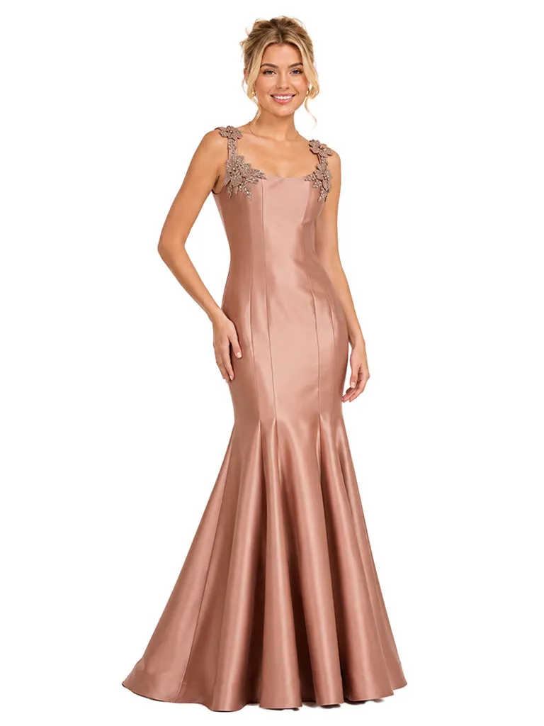 Chicsew Sexy Spaghetti Straps Floral Lace Appliqué Satin Unique Long Mermaid Bridesmaid Dresses sold by ChicSew