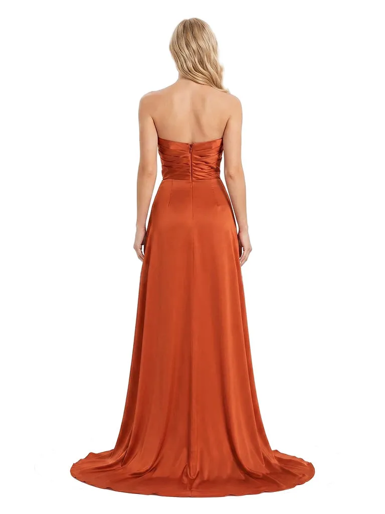 ChicSew Glamorous Strapless Soft Satin Maid Of Honor Dress With Ruched Bodice Mermaid Bridesmaid Gown sold by ChicSew product image thumbnail 3