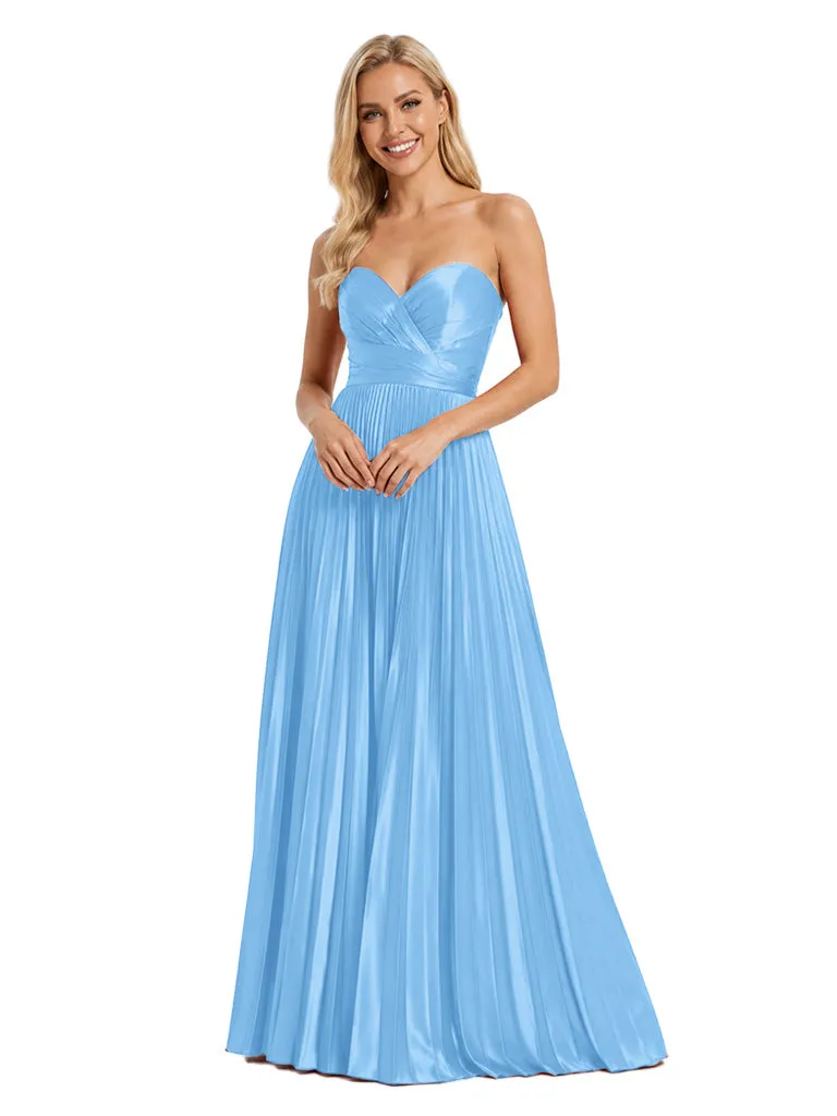ChicSew Sweetheart Pleats Soft Satin A-Line Floor-Length Bridesmaid Dresses sold by ChicSew product image thumbnail 5