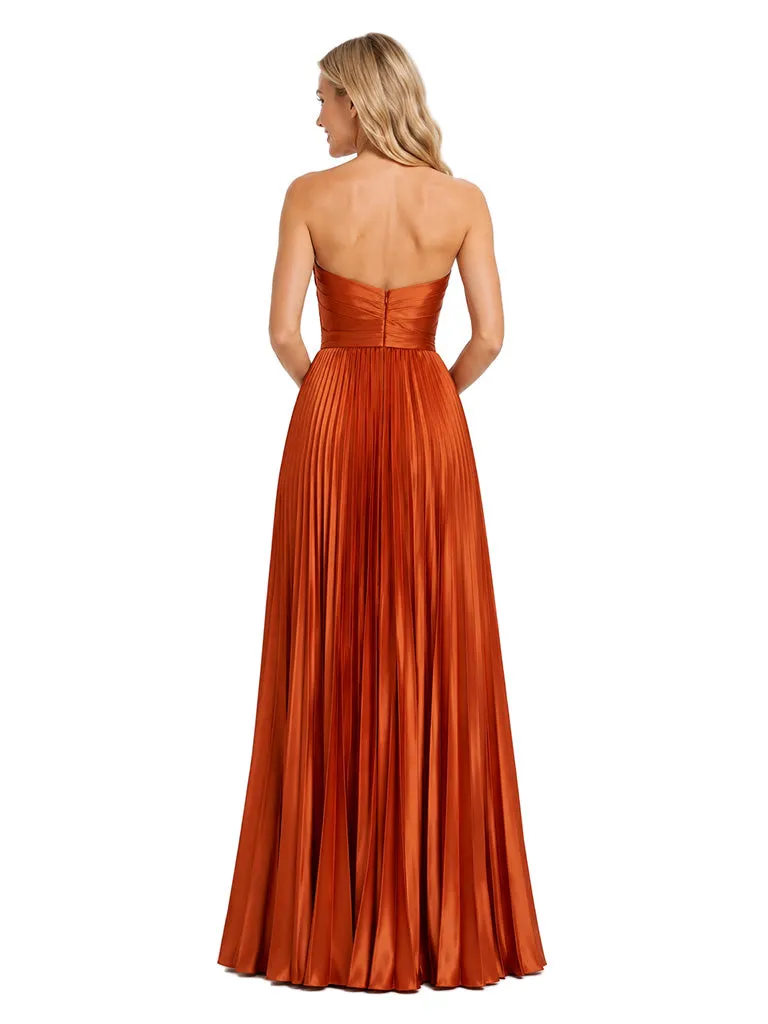 ChicSew Sweetheart Pleats Soft Satin A-Line Floor-Length Bridesmaid Dresses sold by ChicSew product image thumbnail 3