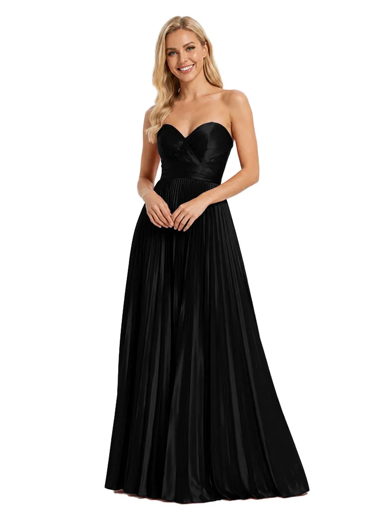 ChicSew Sweetheart Pleats Soft Satin A-Line Floor-Length Bridesmaid Dresses sold by ChicSew product image thumbnail 4