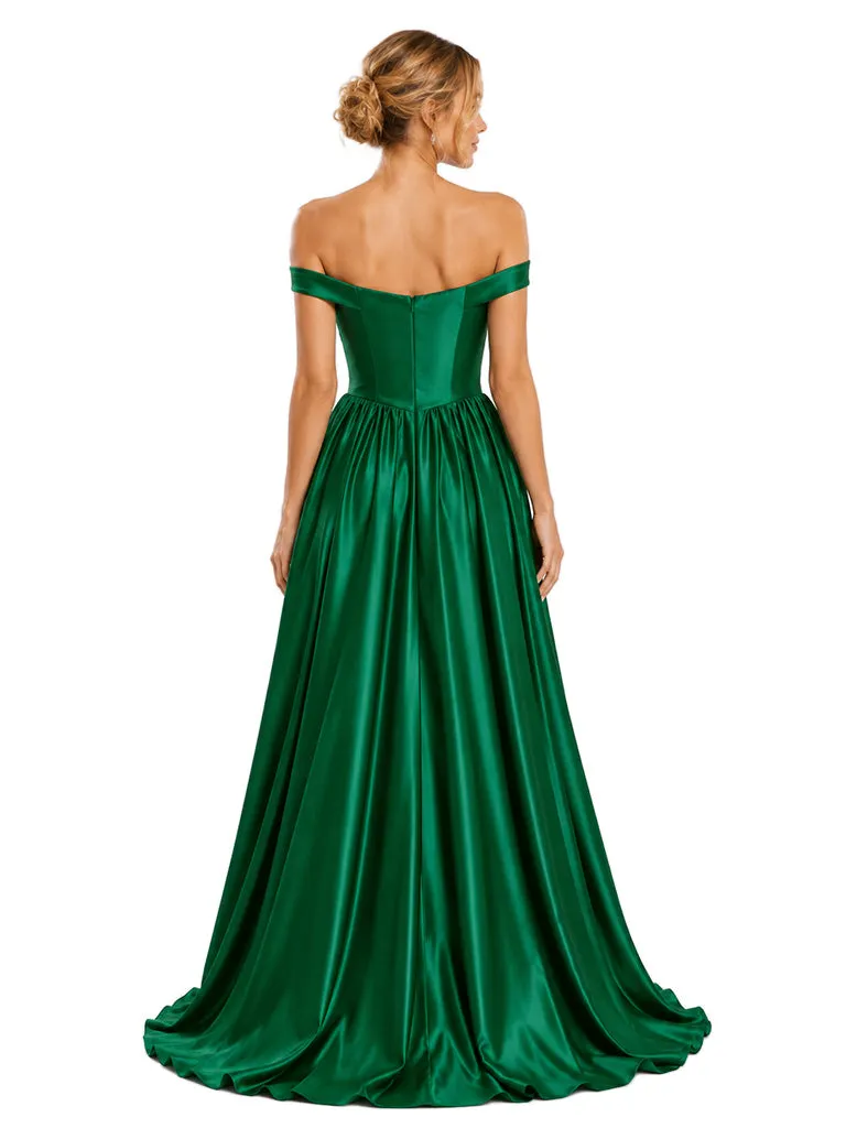 ChicSew Beautiful Off Shoulder Soft Satin A-Line Floor-Length Bridesmaid Dresses sold by ChicSew product image thumbnail 3
