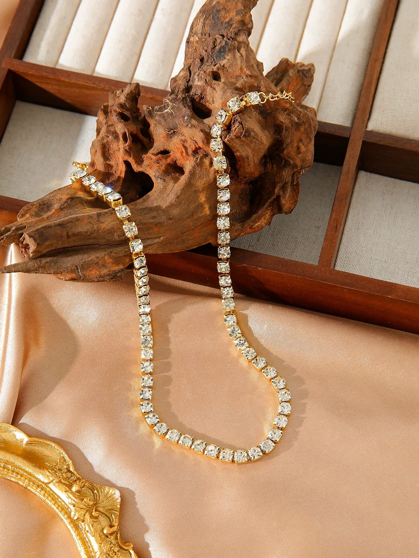 Full Diamond Necklace with 18k Gold and Diamond Set Zircon sold by ChicSew product image thumbnail 5