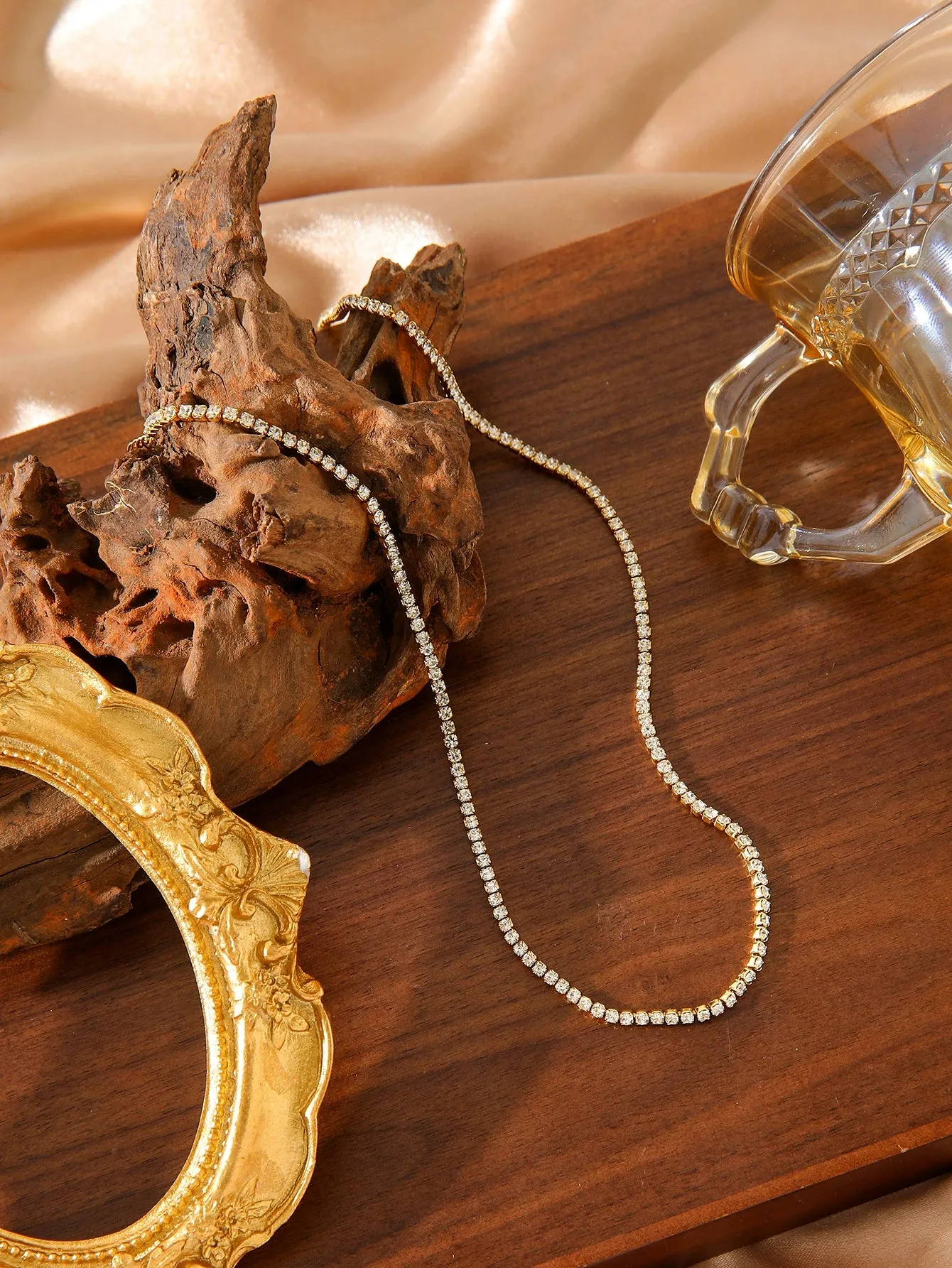 Full Diamond Necklace with 18k Gold and Diamond Set Zircon sold by ChicSew