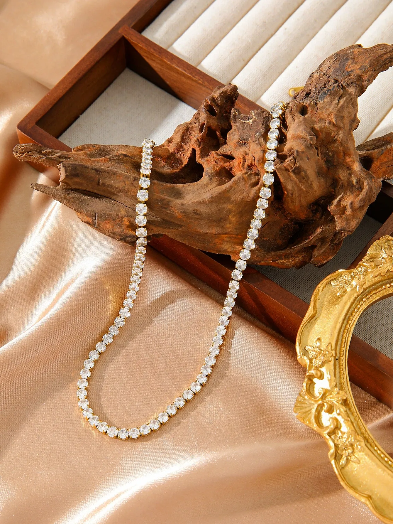 Full Diamond Necklace with 18k Gold and Diamond Set Zircon sold by ChicSew product image thumbnail 4