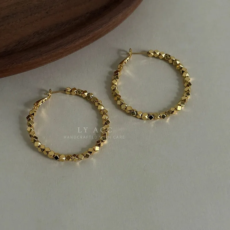Classic Leather Metal Large Circle Earrings made by ChicSew