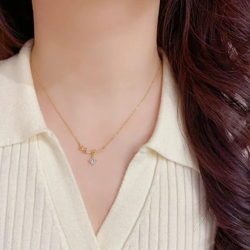 Sparkly Diamond Wave Necklace Luxurious Collarbone Chain sold by ChicSew product image thumbnail 4