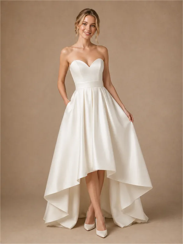 ChicSew Sweetheart A-Line Sleeveless Soft Satin Wedding Dresses Online made by ChicSew