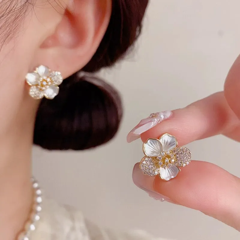 Sweet Silver Flower Beading Earrings made by ChicSew