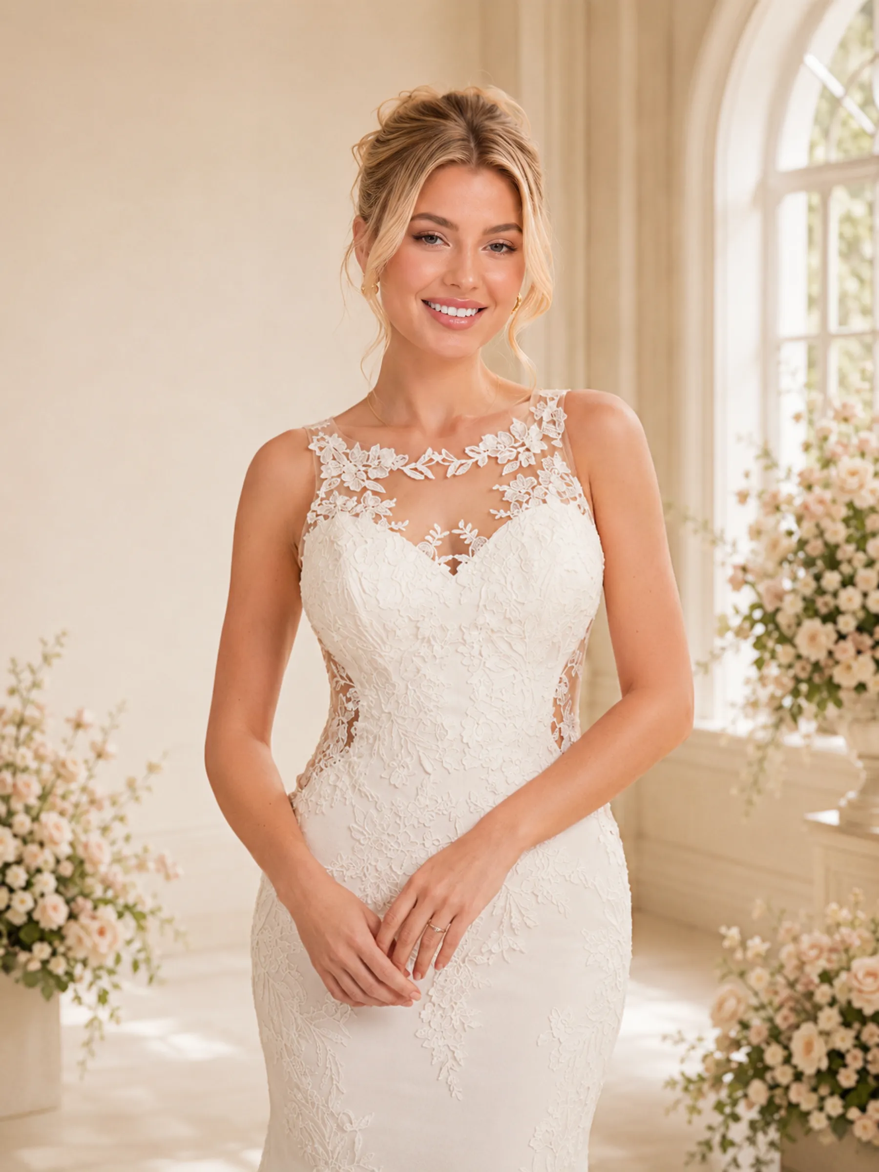 ChicSew Romantic Sleeveless Lace Mermaid Floor-Length Wedding Dresses With Train sold by ChicSew product image thumbnail 2