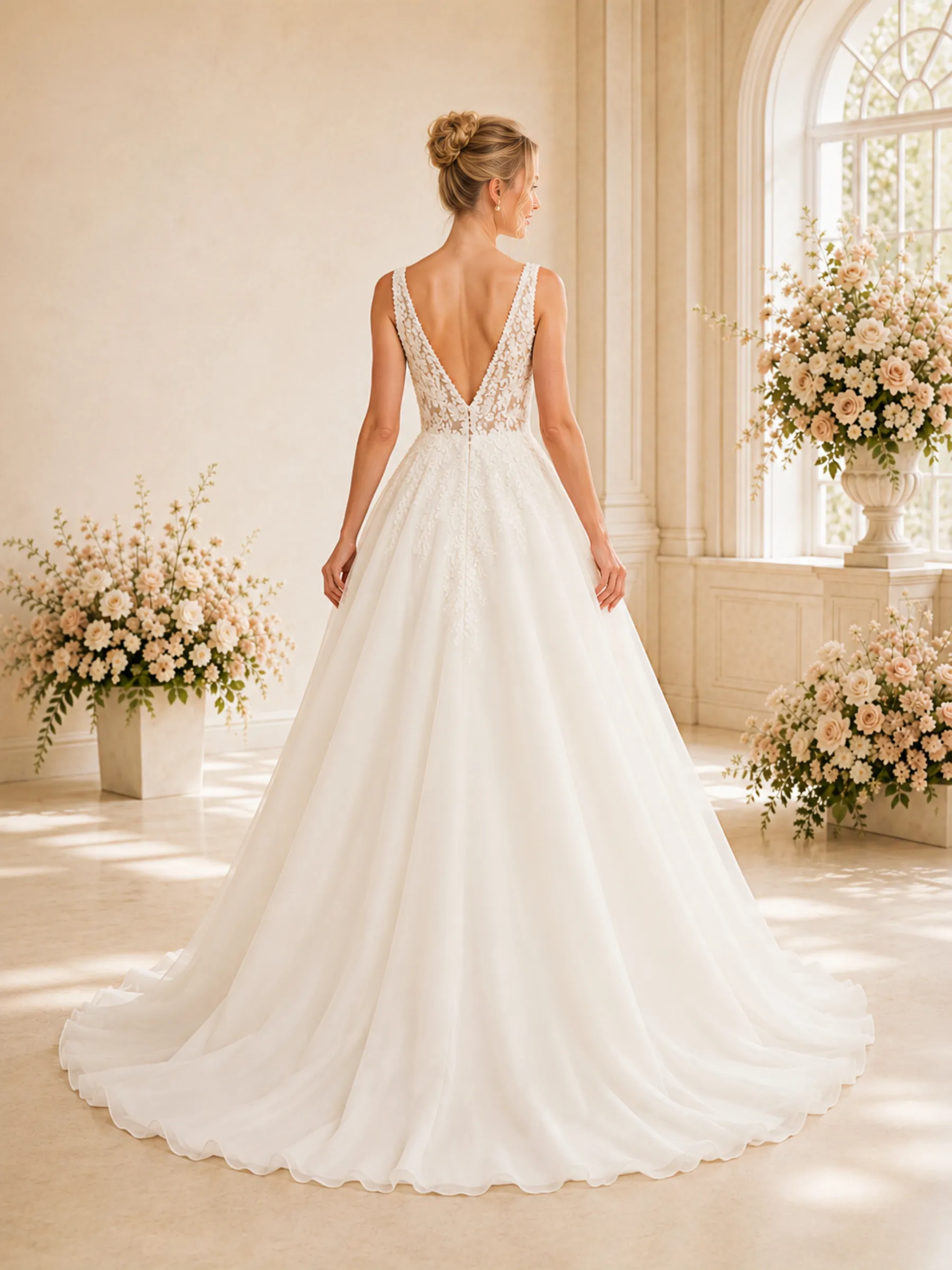 ChicSew Elegant Spaghetti Straps Lace A-Line Long Wedding Dresses With Open Back sold by ChicSew product image thumbnail 4