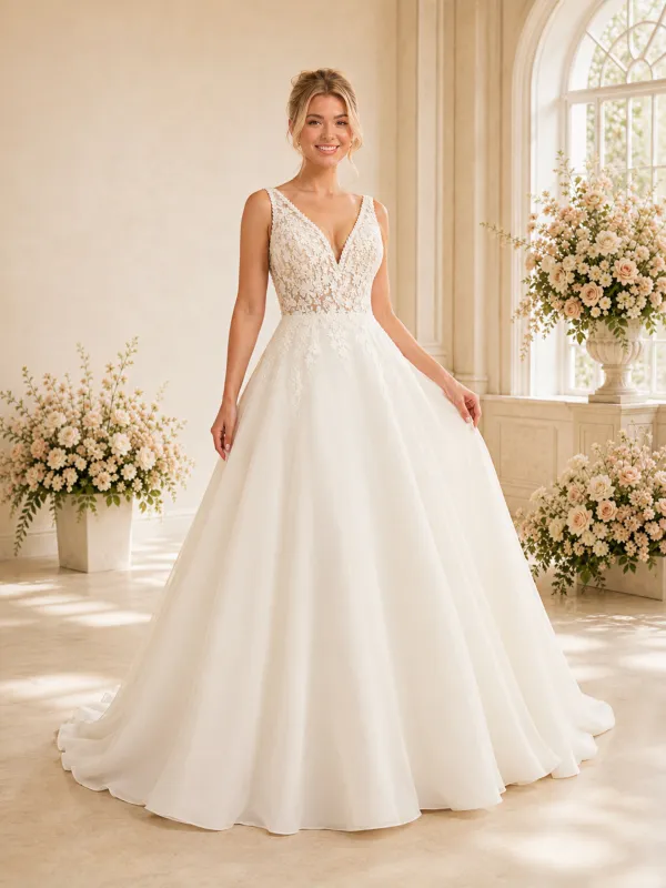 ChicSew Elegant Spaghetti Straps Lace A-Line Long Wedding Dresses With Open Back made by ChicSew