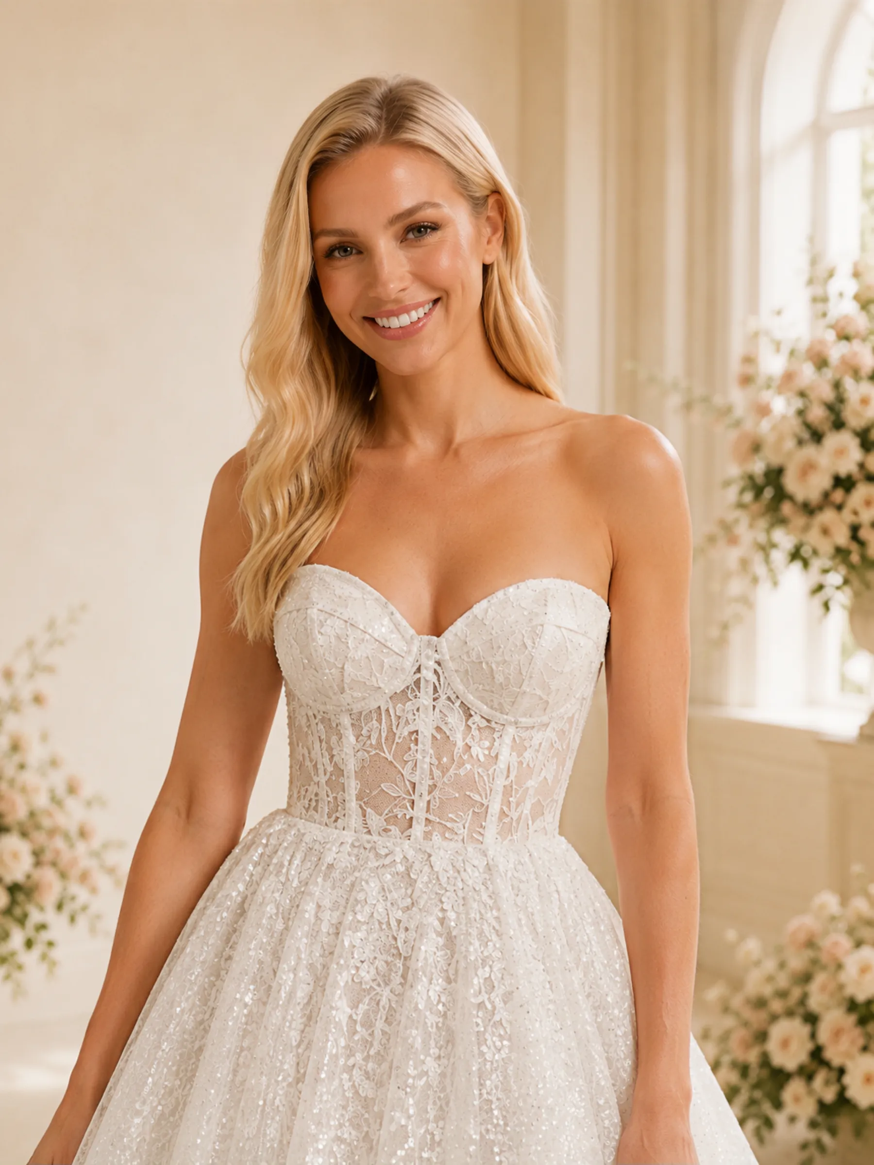 ChicSew Timeless Sweetheart A-Line Lace Tulle Boning Side Slit Floor-Length Wedding Dresses sold by ChicSew product image thumbnail 2