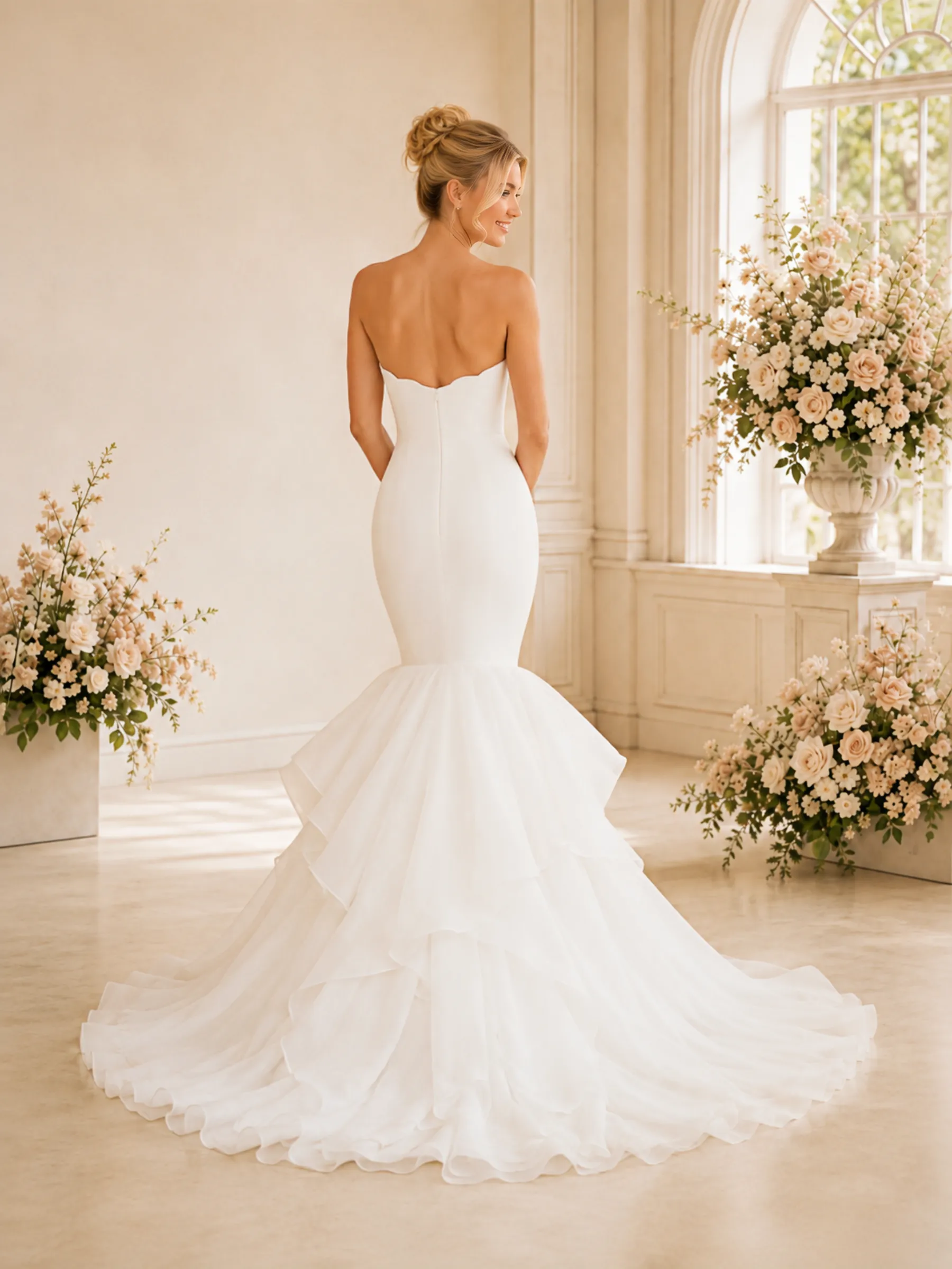 ChicSew Classic Sweetheart Sleeveless Mermaid Crepe Floor-Length Wedding Dresses sold by ChicSew product image thumbnail 4