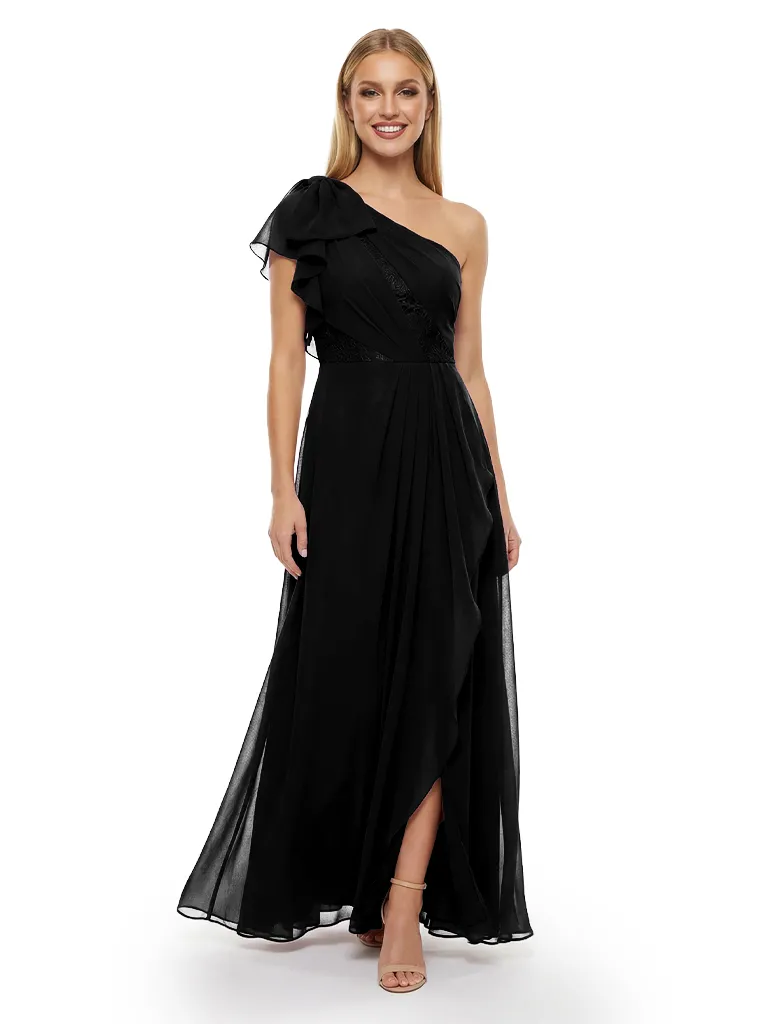 Chicsew Mother of The Groom Dresses One Shoulder Lace Chiffon Gown Modern Flowy Formal Bridal Party Attire sold by ChicSew product image thumbnail 4