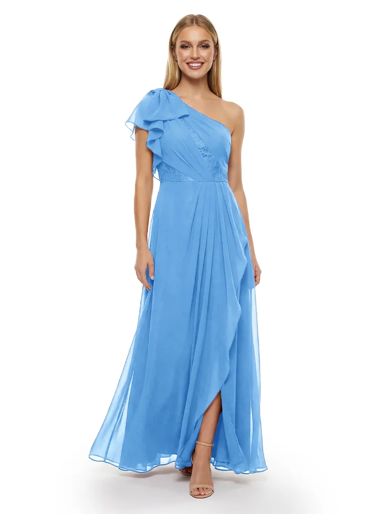 Chicsew Mother of The Groom Dresses One Shoulder Lace Chiffon Gown Modern Flowy Formal Bridal Party Attire sold by ChicSew product image thumbnail 5