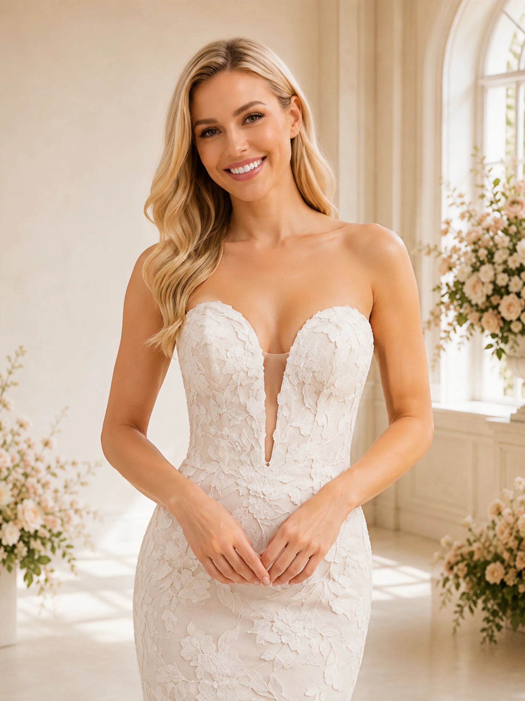 ChicSew Morden Sweetheart Strapless Lace Tulle Mermaid Maxi Wedding Dresses sold by ChicSew product image thumbnail 2