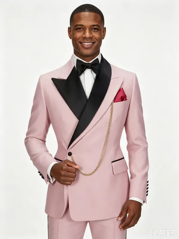 Classic 1 Piece Pink Men's Suit with Regular Fit and Sophisticated Peak Lapel made by ChicSew