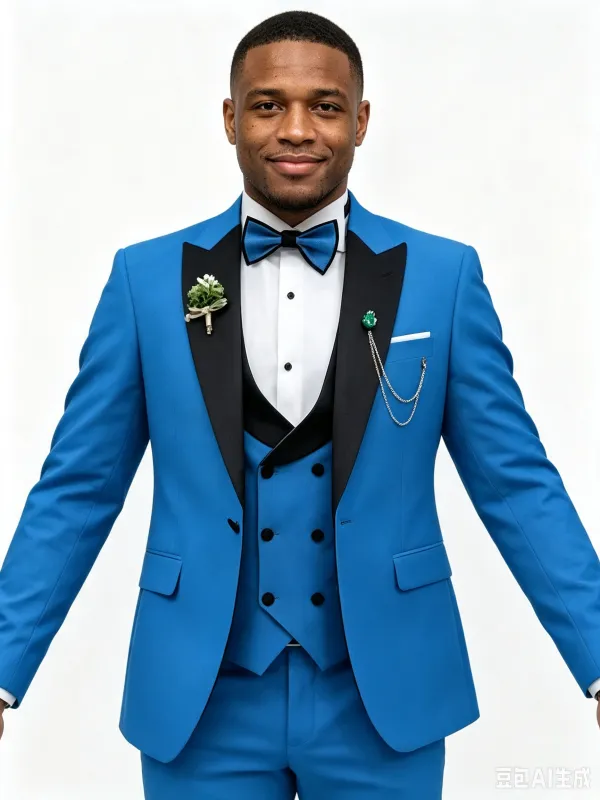 Classic 3 Piece Royal Blue Men's Suit with Regular Fit and Sophisticated Peak Lapel made by ChicSew