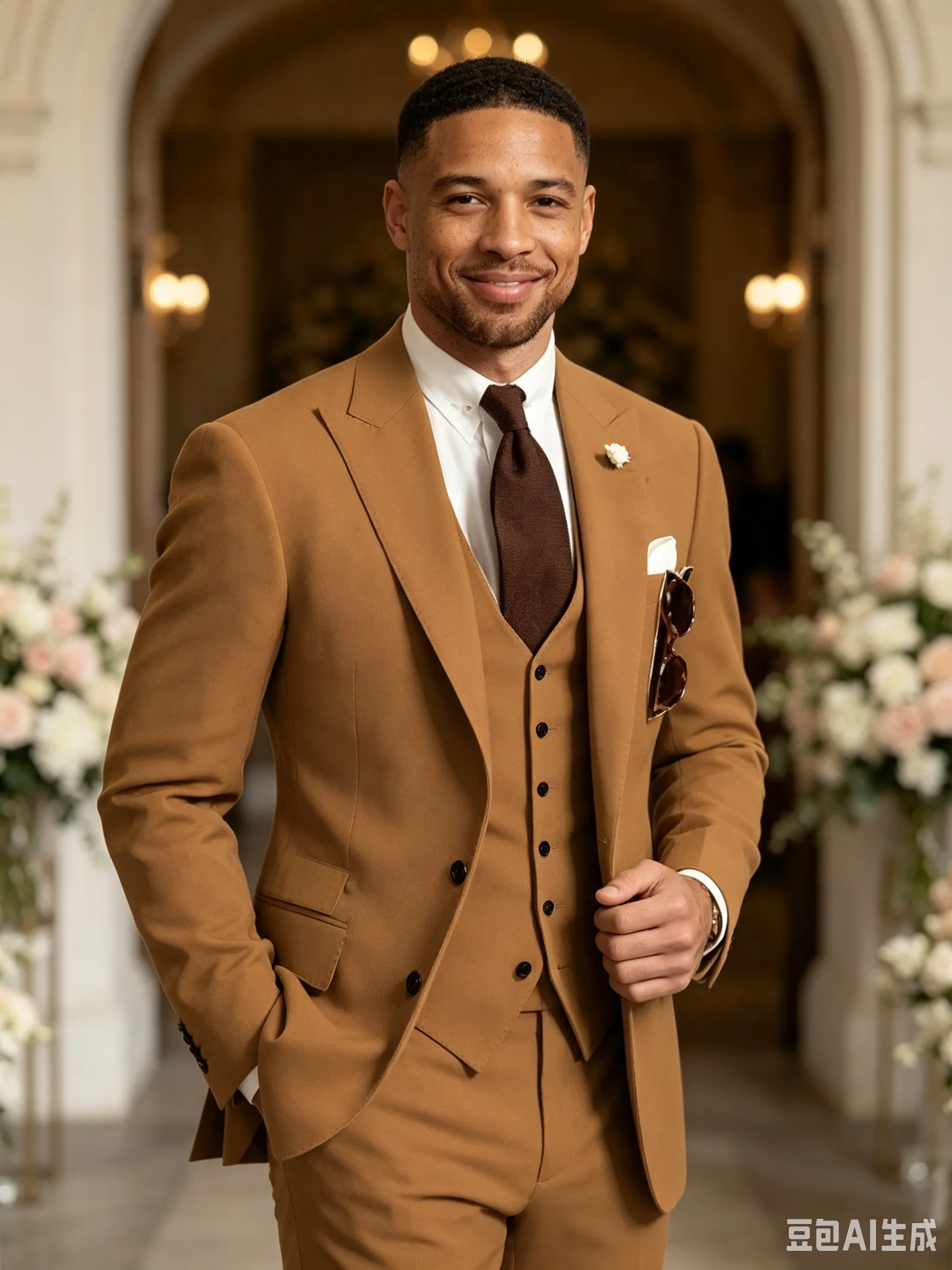 Classic 1 Piece Brown Men's Suit with Regular Fit and Sophisticated Peak Lapel sold by ChicSew