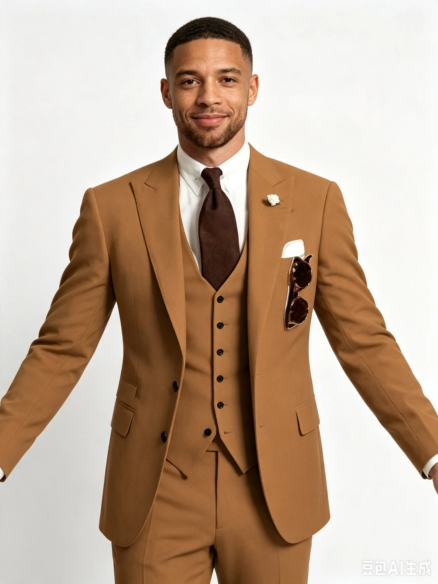 Classic 1 Piece Brown Men's Suit with Regular Fit and Sophisticated Peak Lapel sold by ChicSew product image thumbnail 3