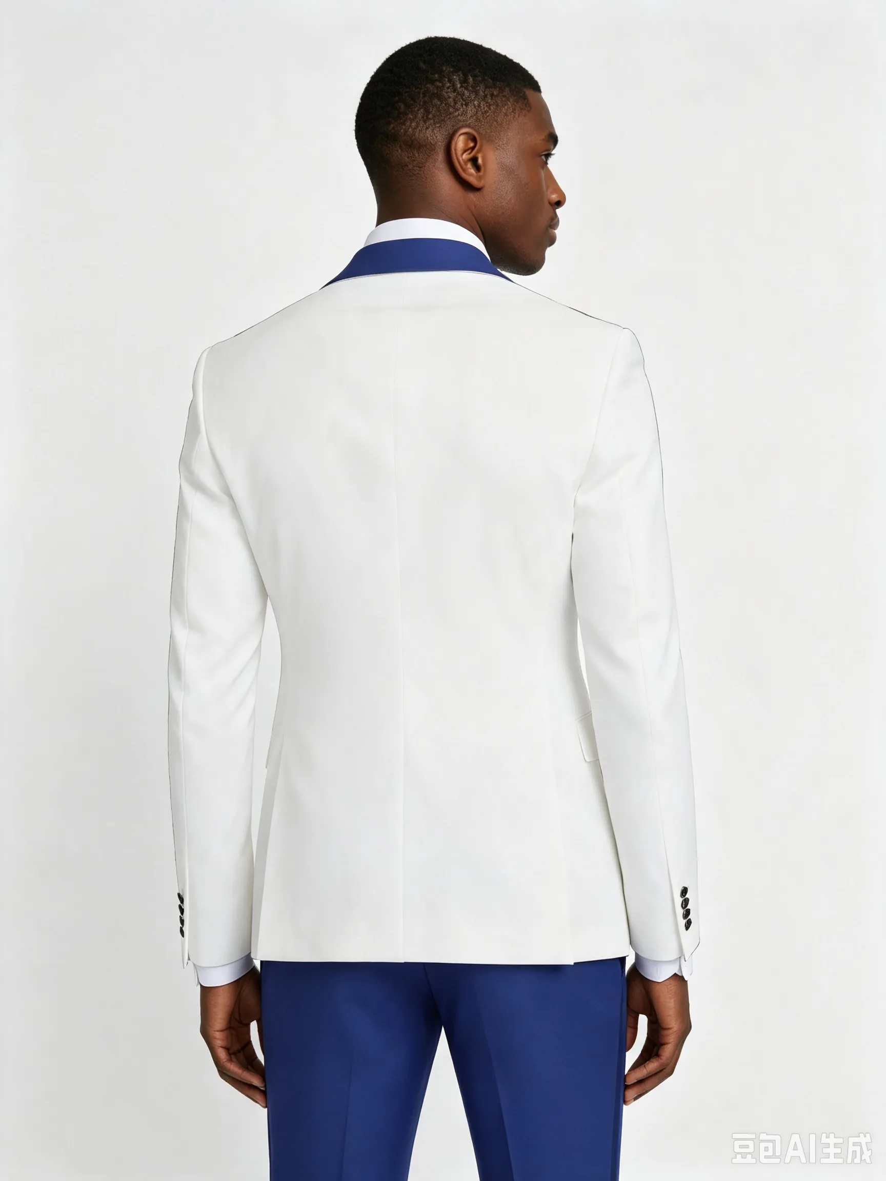 Classic 3 Piece Blue White Men's Suit with Regular Fit and Sophisticated Peak Lapel sold by ChicSew product image thumbnail 3