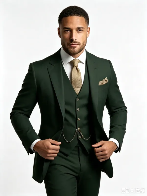 Classic 2 Piece Dark Green Men's Suit with Regular Fit and Sophisticated Peak Lapel made by ChicSew