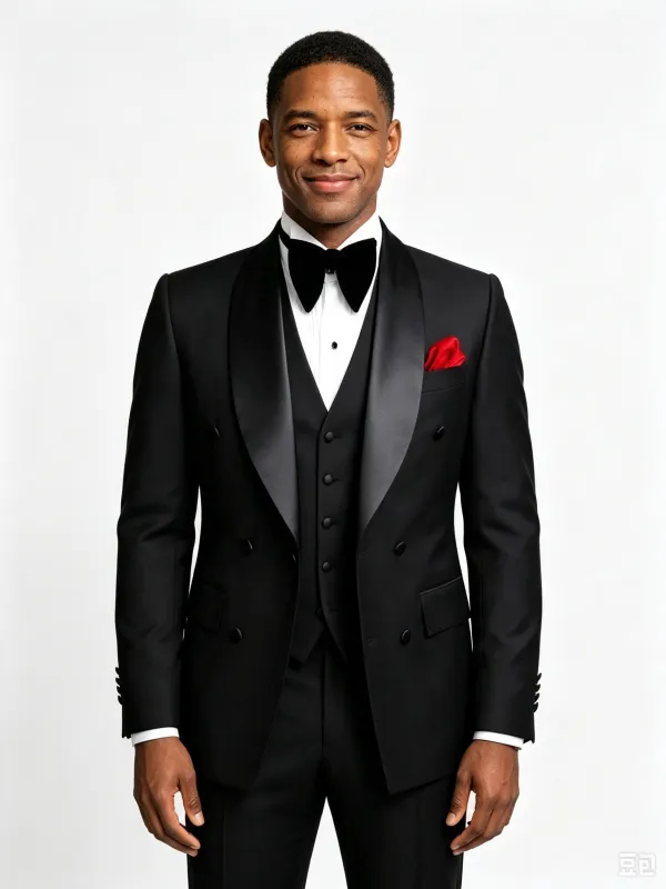 Classic 2 Piece Black Men's Suit with Regular Fit and Sophisticated Peak Lapel made by ChicSew