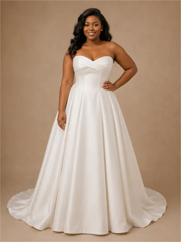 ChicSew Elegant Sweetheart Satin Boning A-Line Floor-Length Wedding Dress made by ChicSew