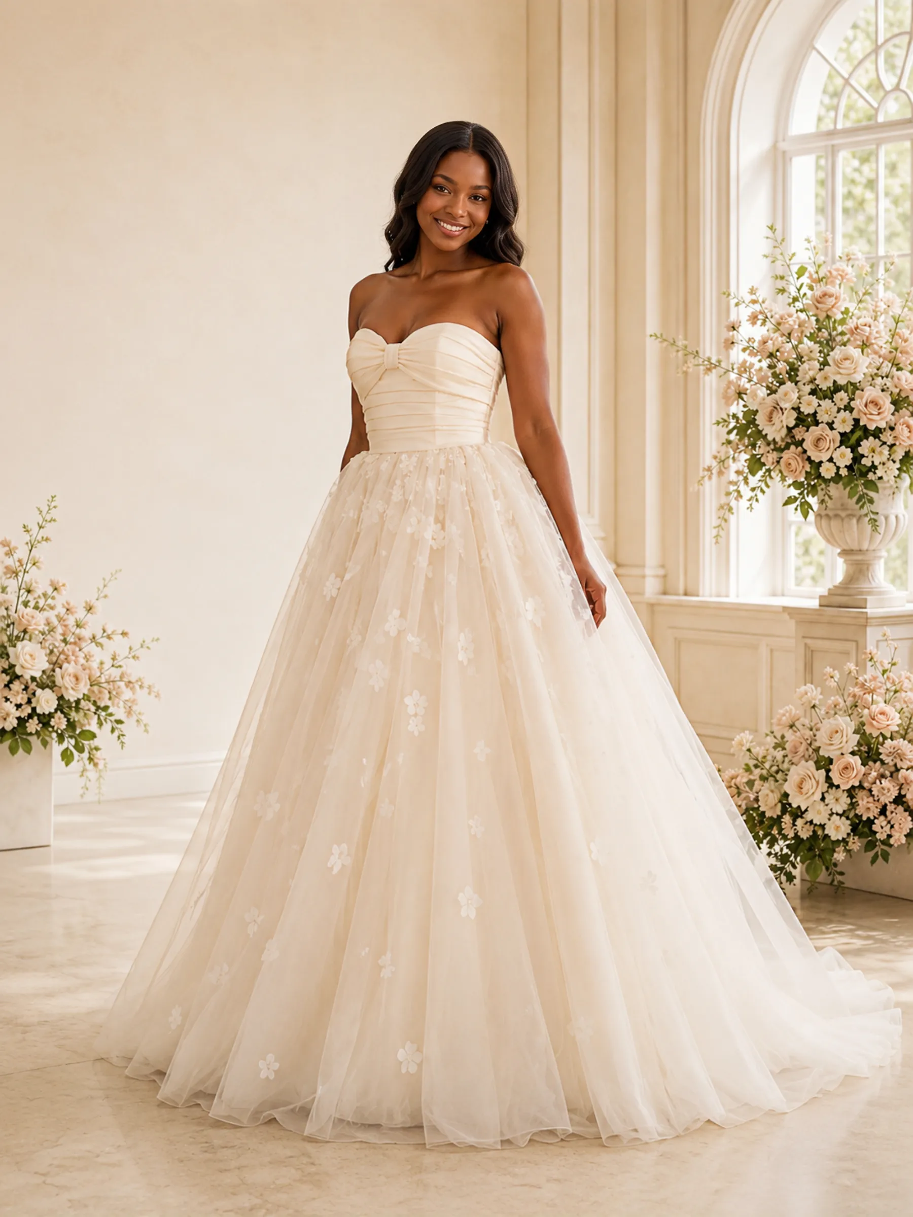 ChicSew Elegant A-Line Sweetheart Tulle Maxi Long Wedding Dress With Lace Applique sold by ChicSew