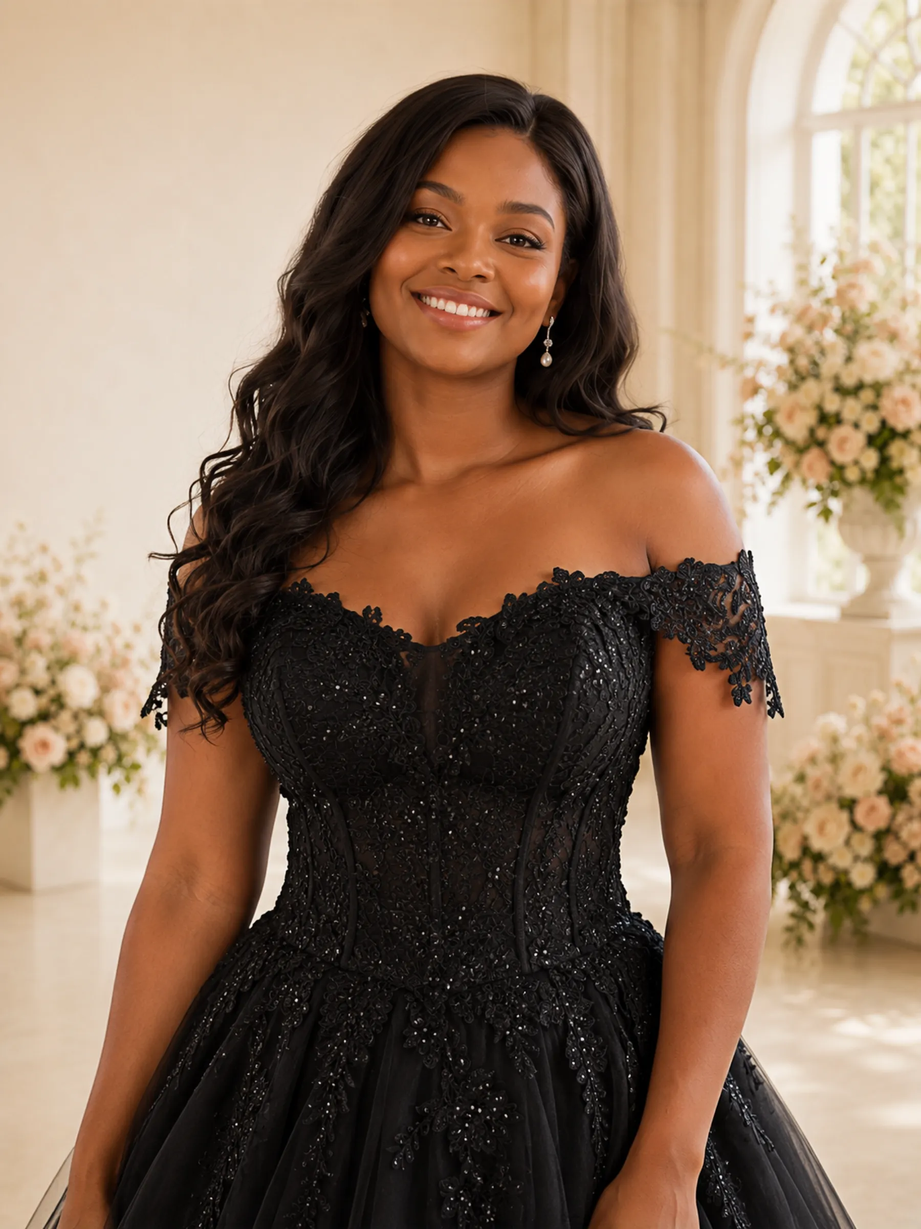 ChicSew Elegant Off The Shoulder Tulle A-Line Maxi Wedding Dress With Lace Applique sold by ChicSew product image thumbnail 2