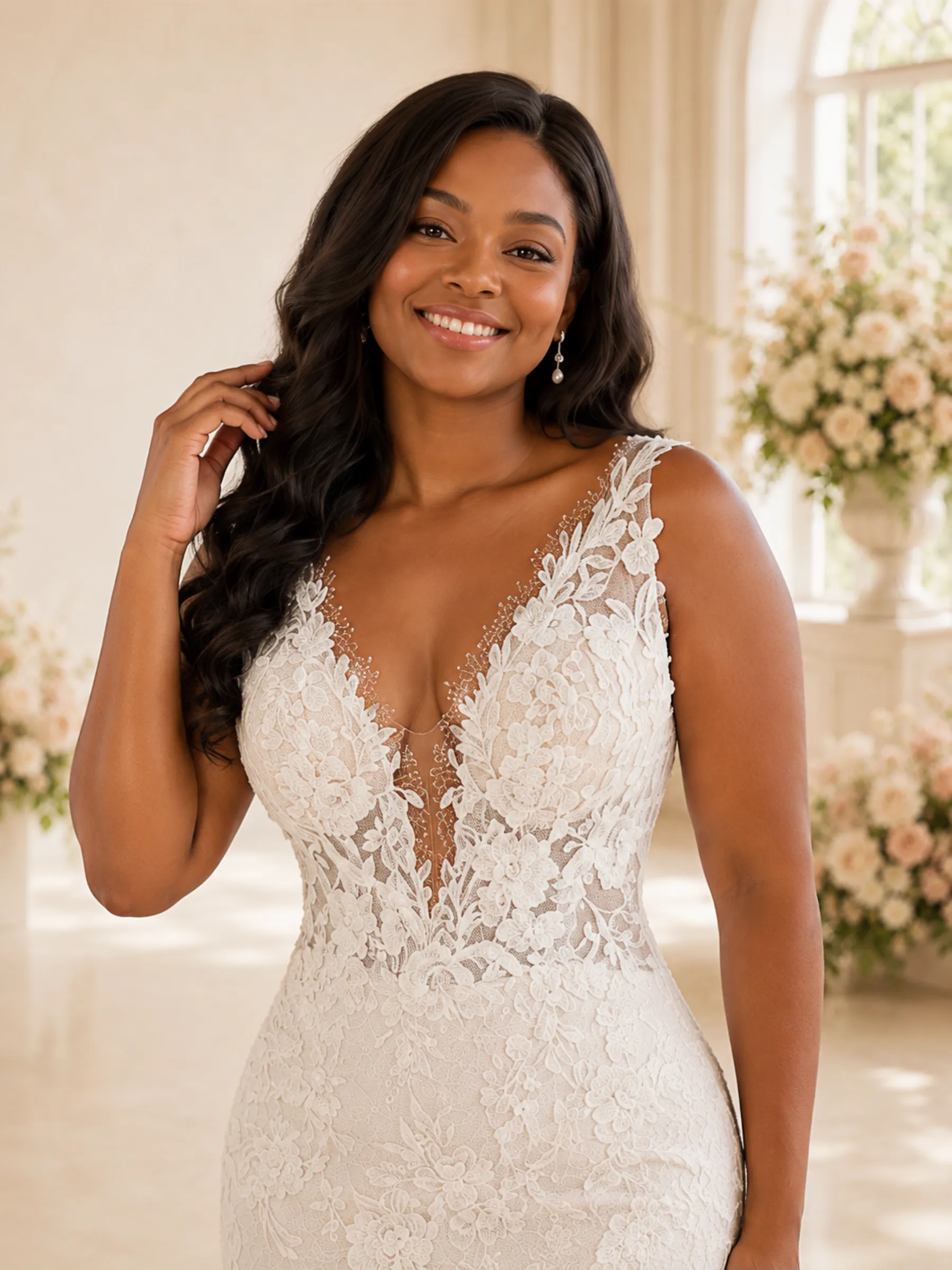 ChicSew Romantic Mermaid V-Neck Spaghetti Straps Lace Maxi Wedding Dress sold by ChicSew product image thumbnail 2