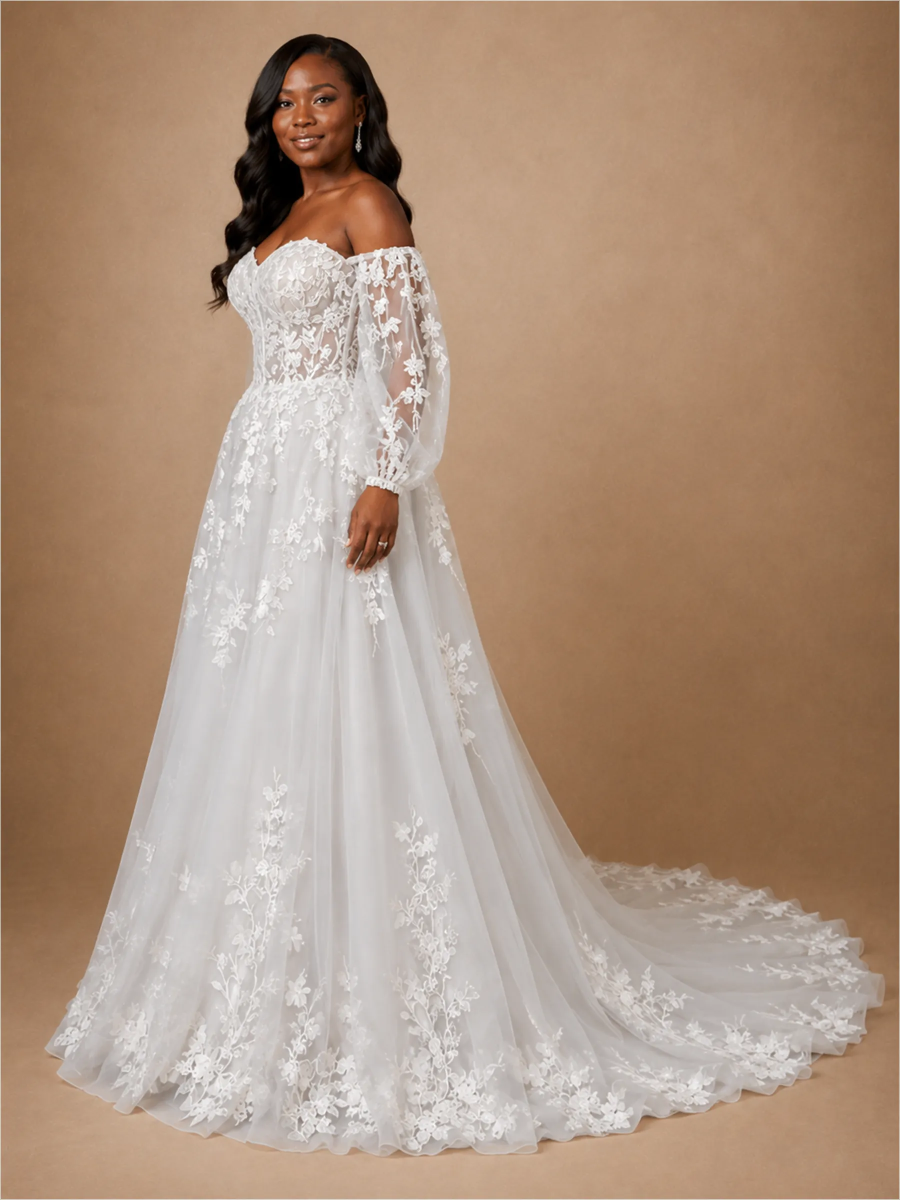 ChicSew Classy Elegant A-Line Sweetheart Lace Tulle Maxi Long Wedding Dress sold by ChicSew product image thumbnail 4