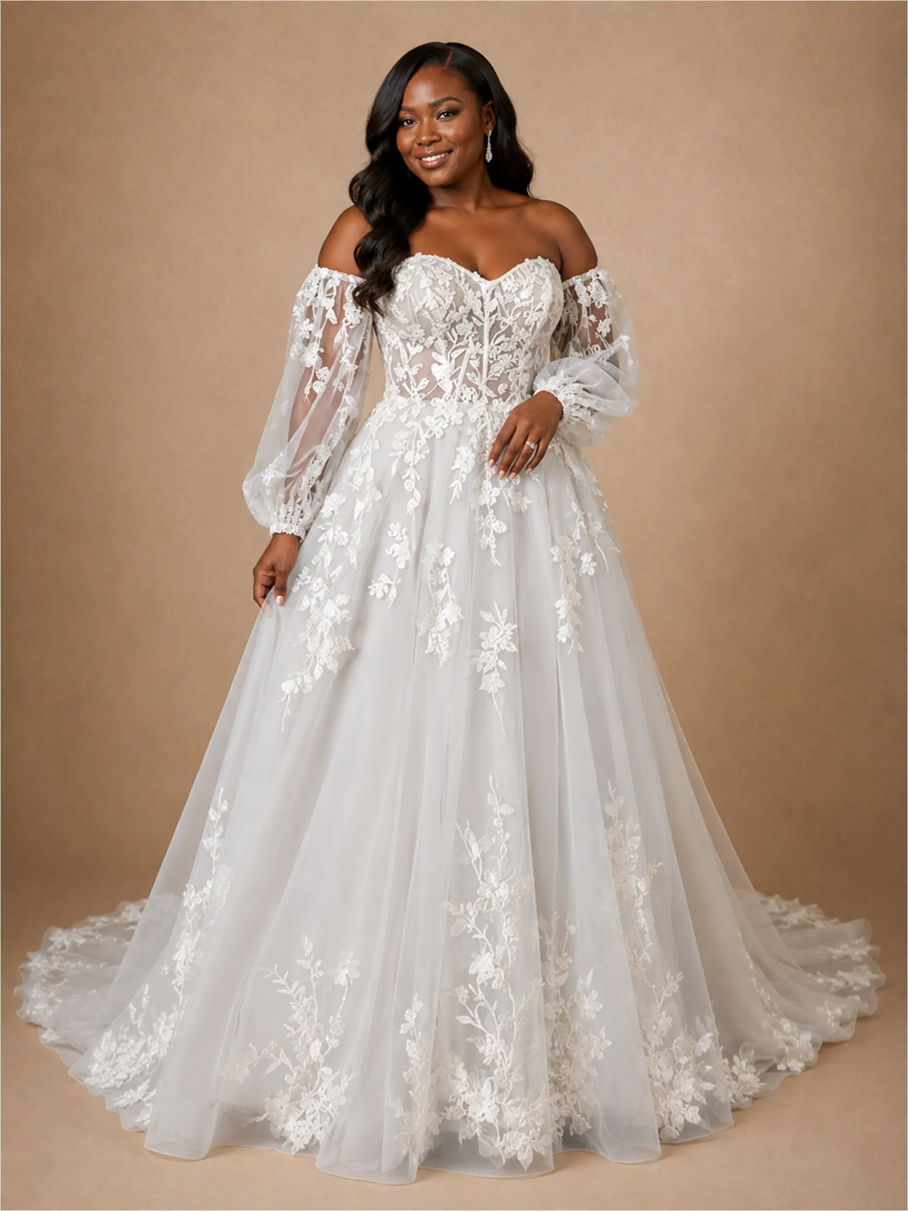 ChicSew Classy Elegant A-Line Sweetheart Lace Tulle Maxi Long Wedding Dress sold by ChicSew