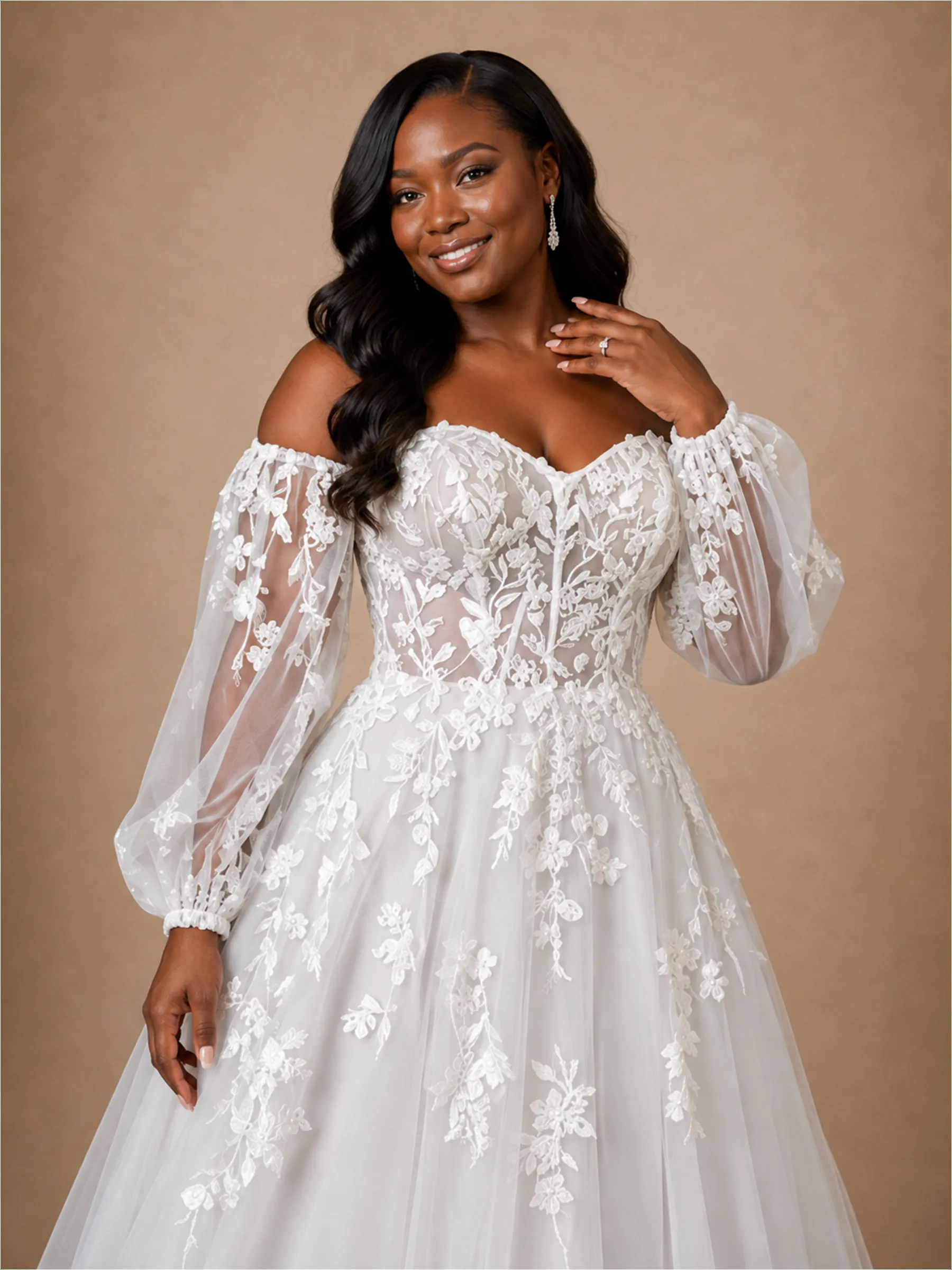 ChicSew Classy Elegant A-Line Sweetheart Lace Tulle Maxi Long Wedding Dress sold by ChicSew product image thumbnail 2