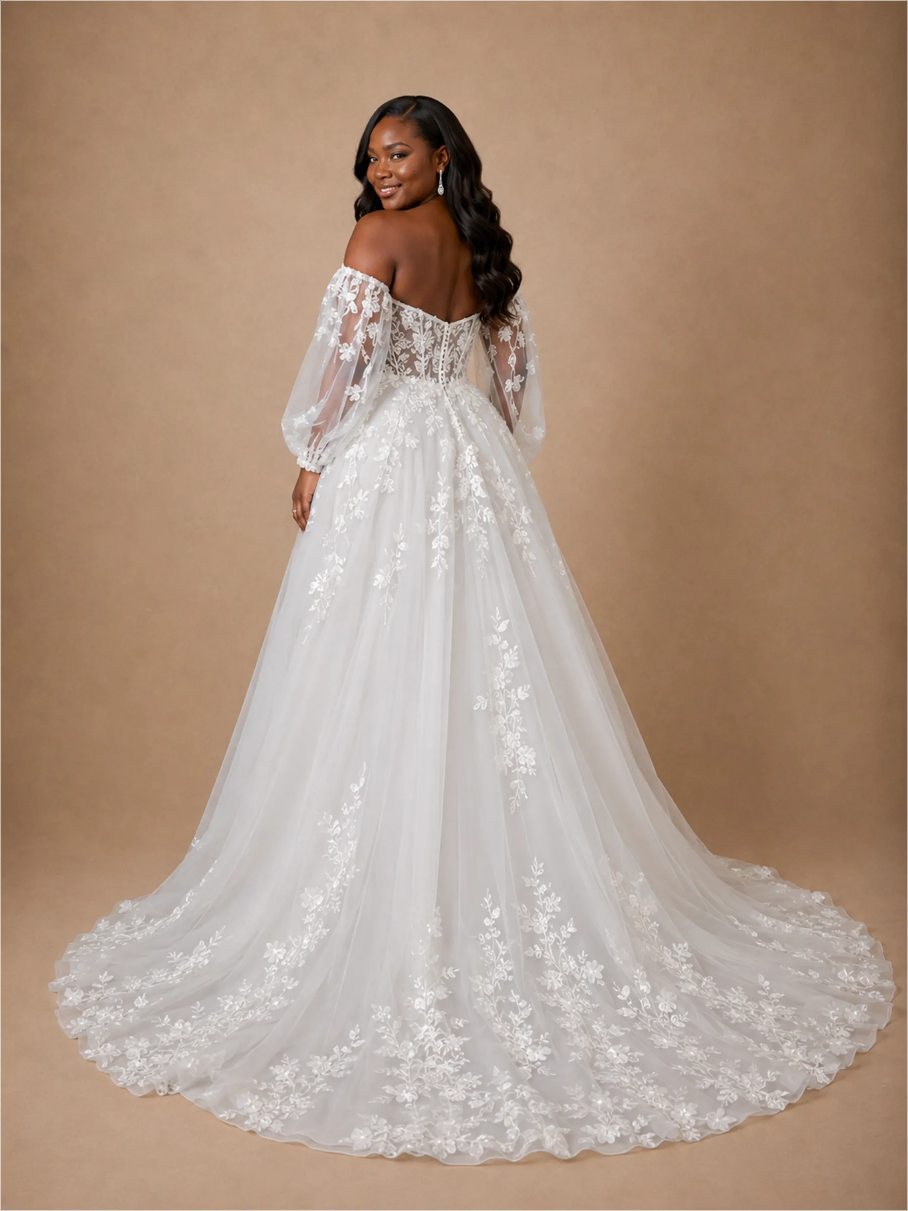ChicSew Classy Elegant A-Line Sweetheart Lace Tulle Maxi Long Wedding Dress sold by ChicSew product image thumbnail 3