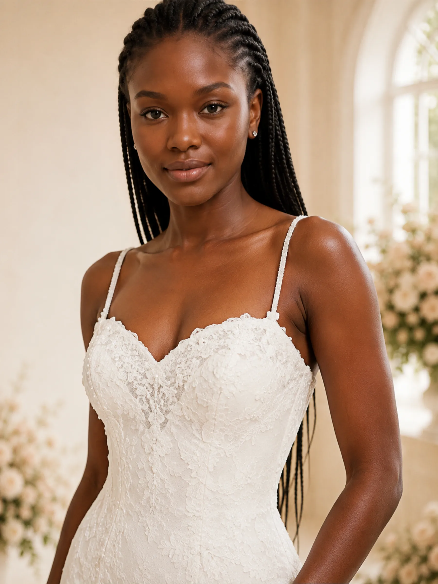 ChicSew Romantic Spaghetti Straps Tulle Lace Appliques Maxi Long Wedding Dress sold by ChicSew product image thumbnail 2