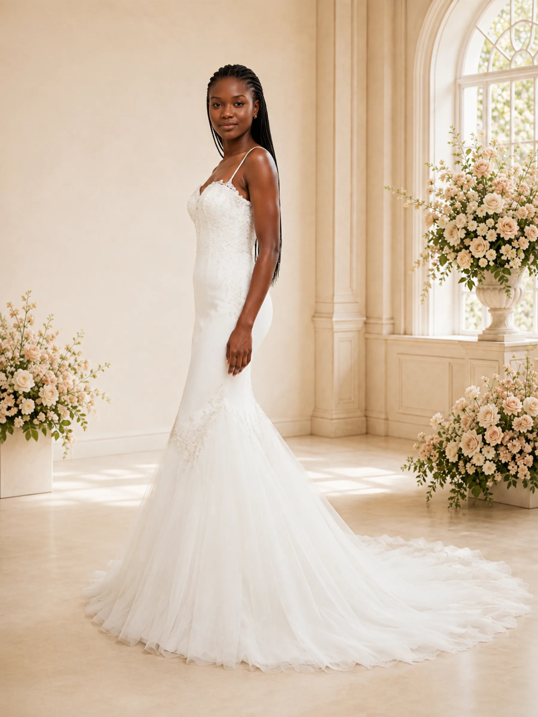 ChicSew Romantic Spaghetti Straps Tulle Lace Appliques Maxi Long Wedding Dress sold by ChicSew product image thumbnail 3