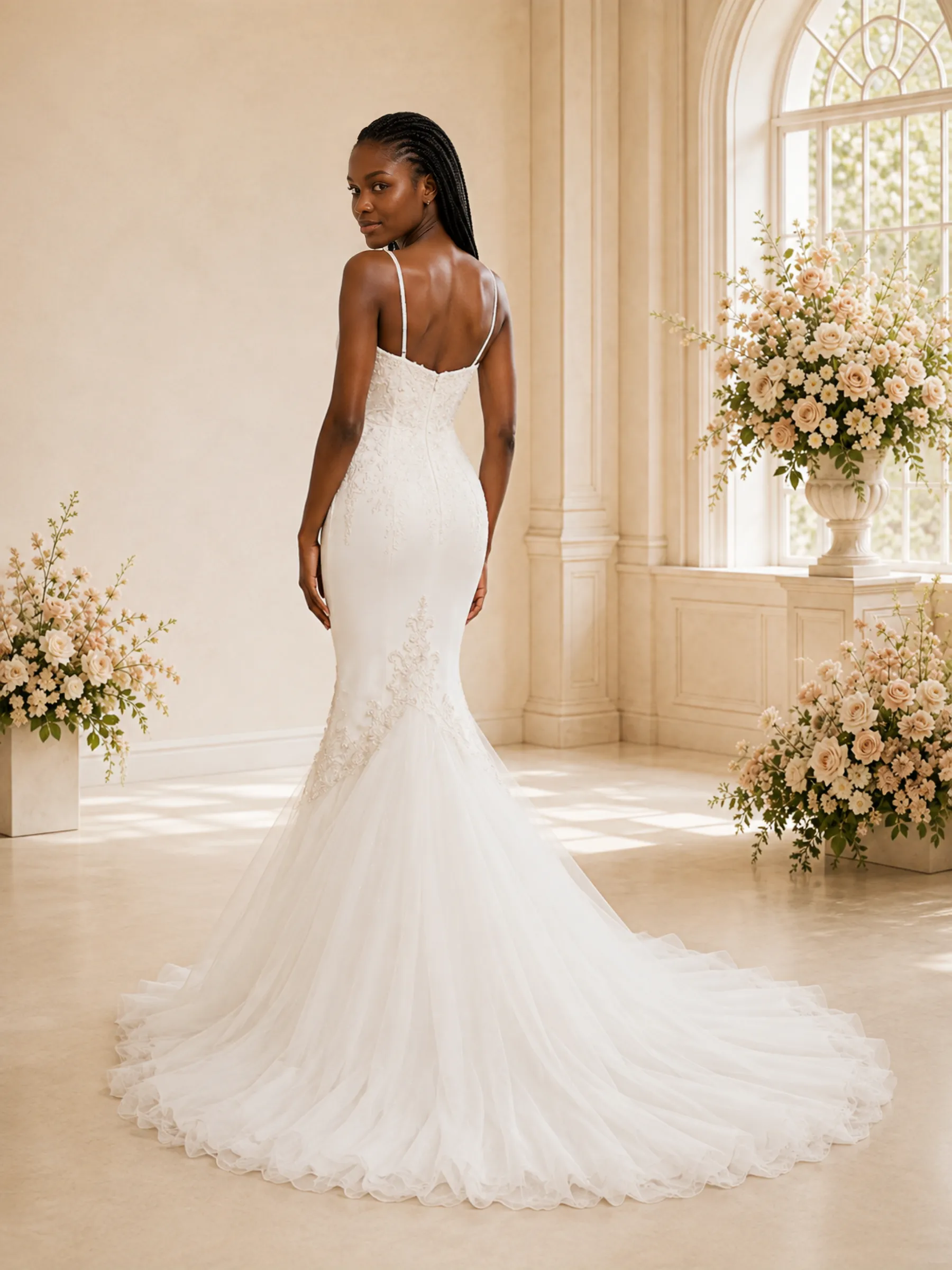 ChicSew Romantic Spaghetti Straps Tulle Lace Appliques Maxi Long Wedding Dress sold by ChicSew product image thumbnail 4