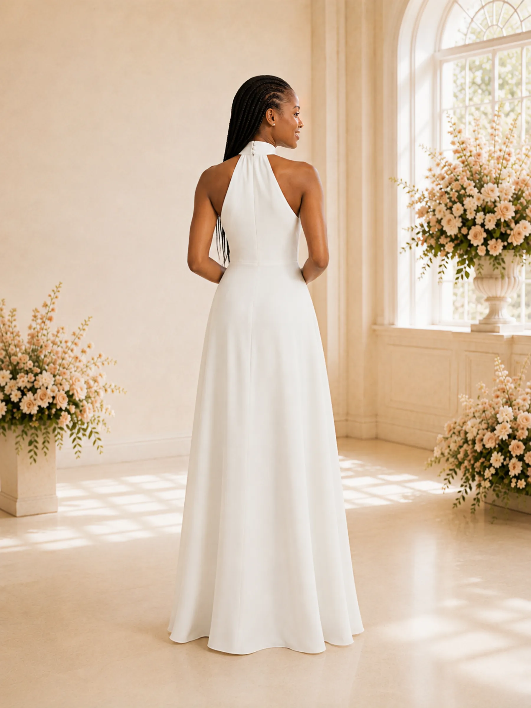 ChicSew Simple Halter Sleeveless Chiffon A-Line Floor-Length Wedding Dress sold by ChicSew product image thumbnail 4