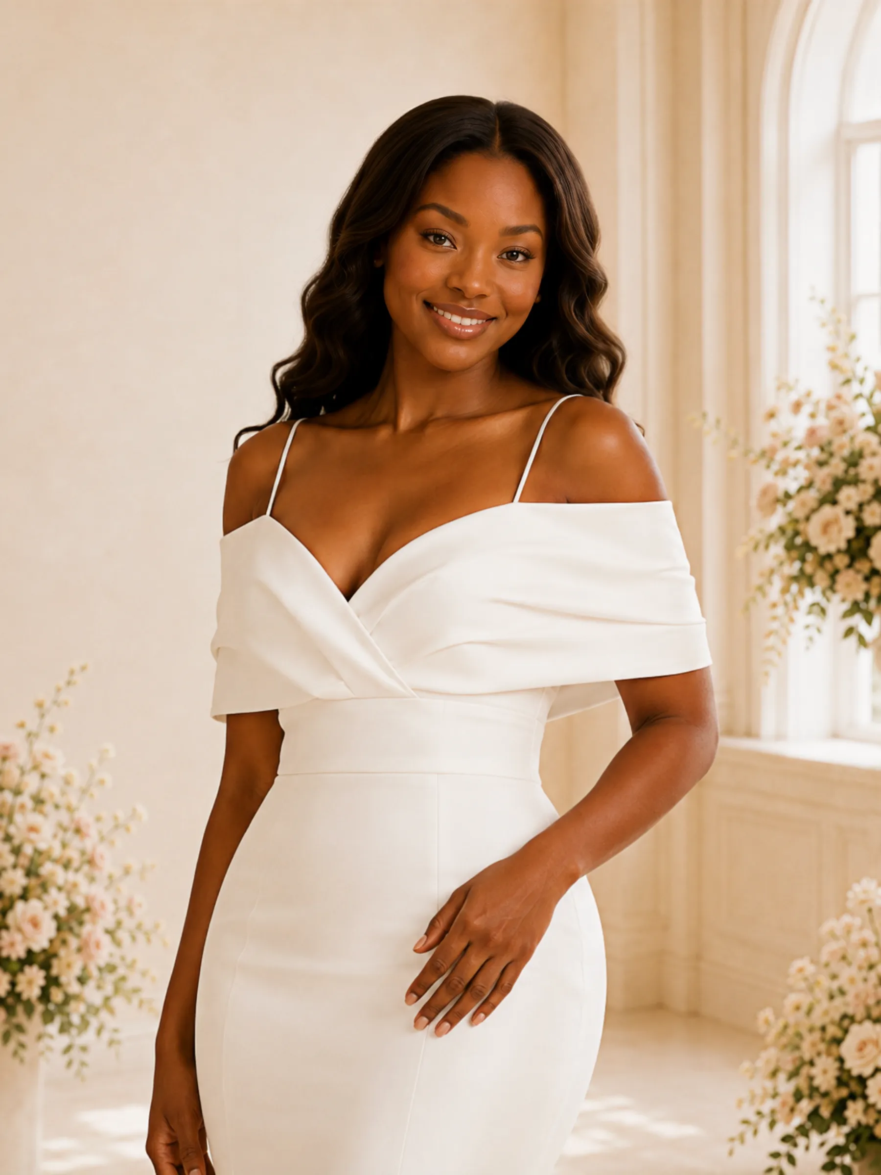 ChicSew Simple Spaghetti Straps Ruching Satin Mermaid Floor-Length Wedding Dress sold by ChicSew product image thumbnail 2