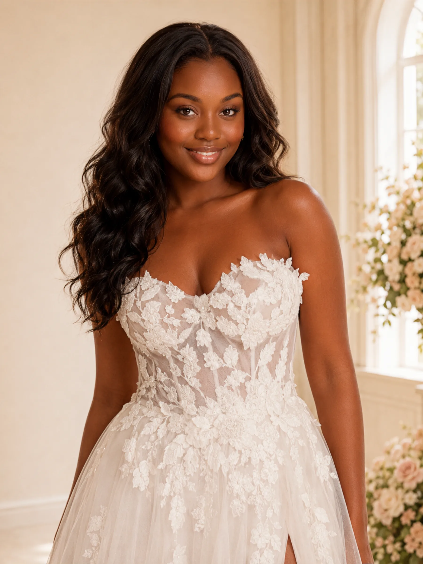 ChicSew Romantic A-Line Sweetheart Boning Tulle Lace Appliques Maxi Wedding Dress sold by ChicSew product image thumbnail 2