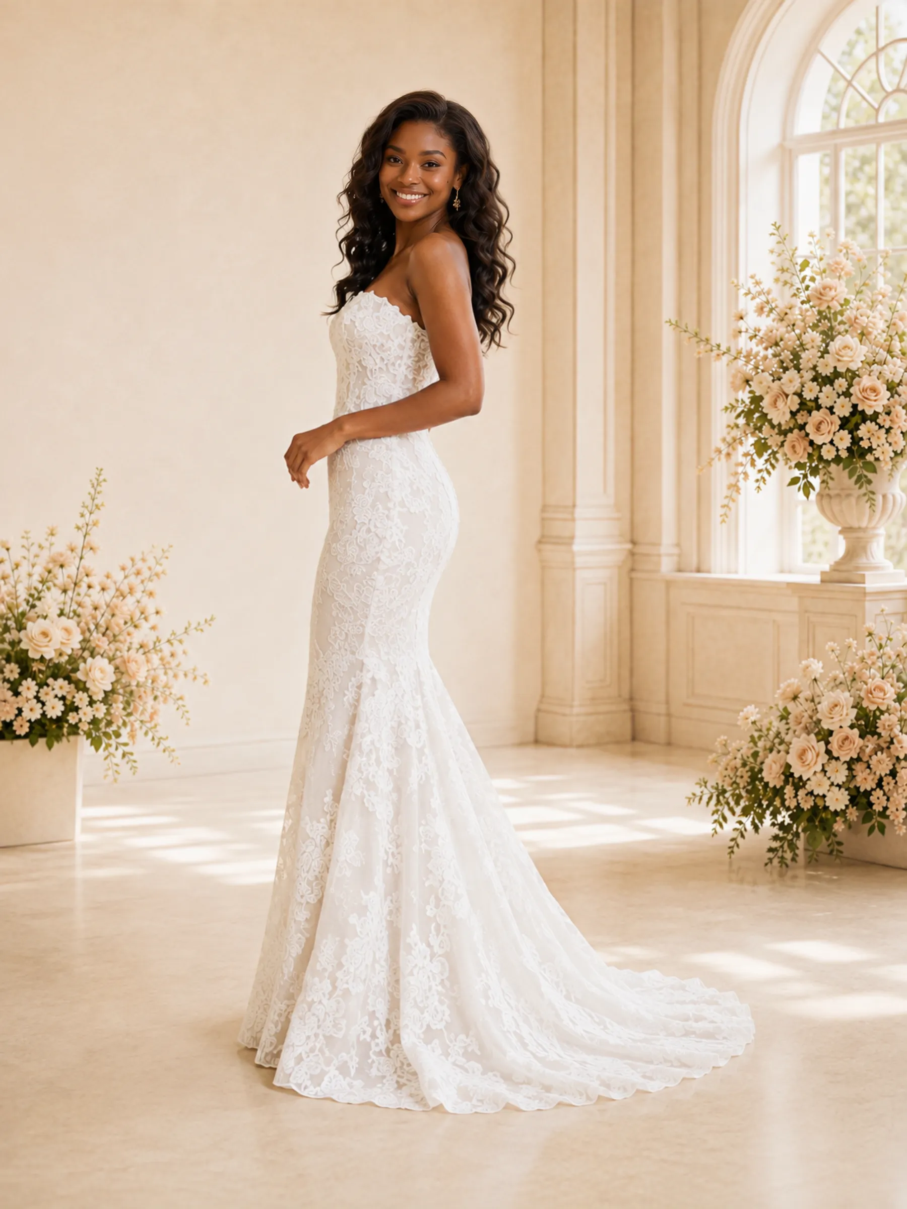 ChicSew Romantic Sweetheart Lace Mermaid Floor-Length Wedding Dress sold by ChicSew product image thumbnail 3