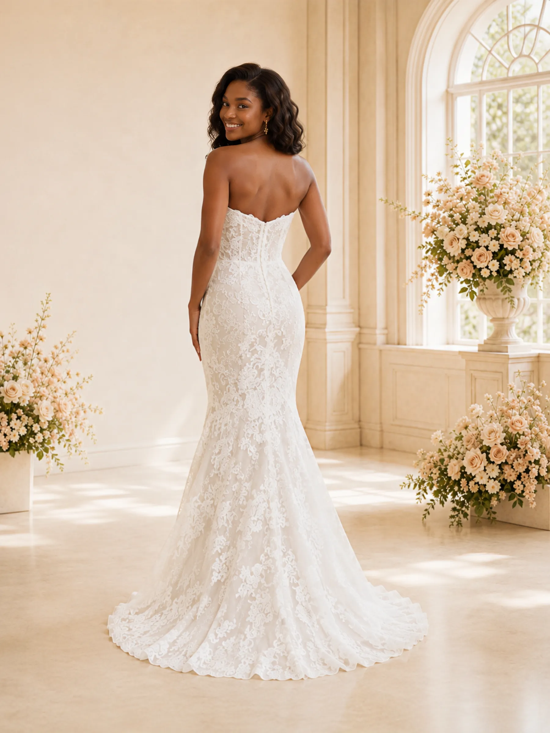 ChicSew Romantic Sweetheart Lace Mermaid Floor-Length Wedding Dress sold by ChicSew product image thumbnail 4